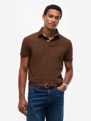 Regular Fit Stretch Pique Tommy Polo, Legacy Brown