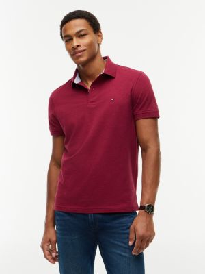 Regular Fit Stretch Tommy Polo, Dark Red Heather
