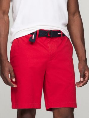 Belted Twill 9" Club Short, Primary Red