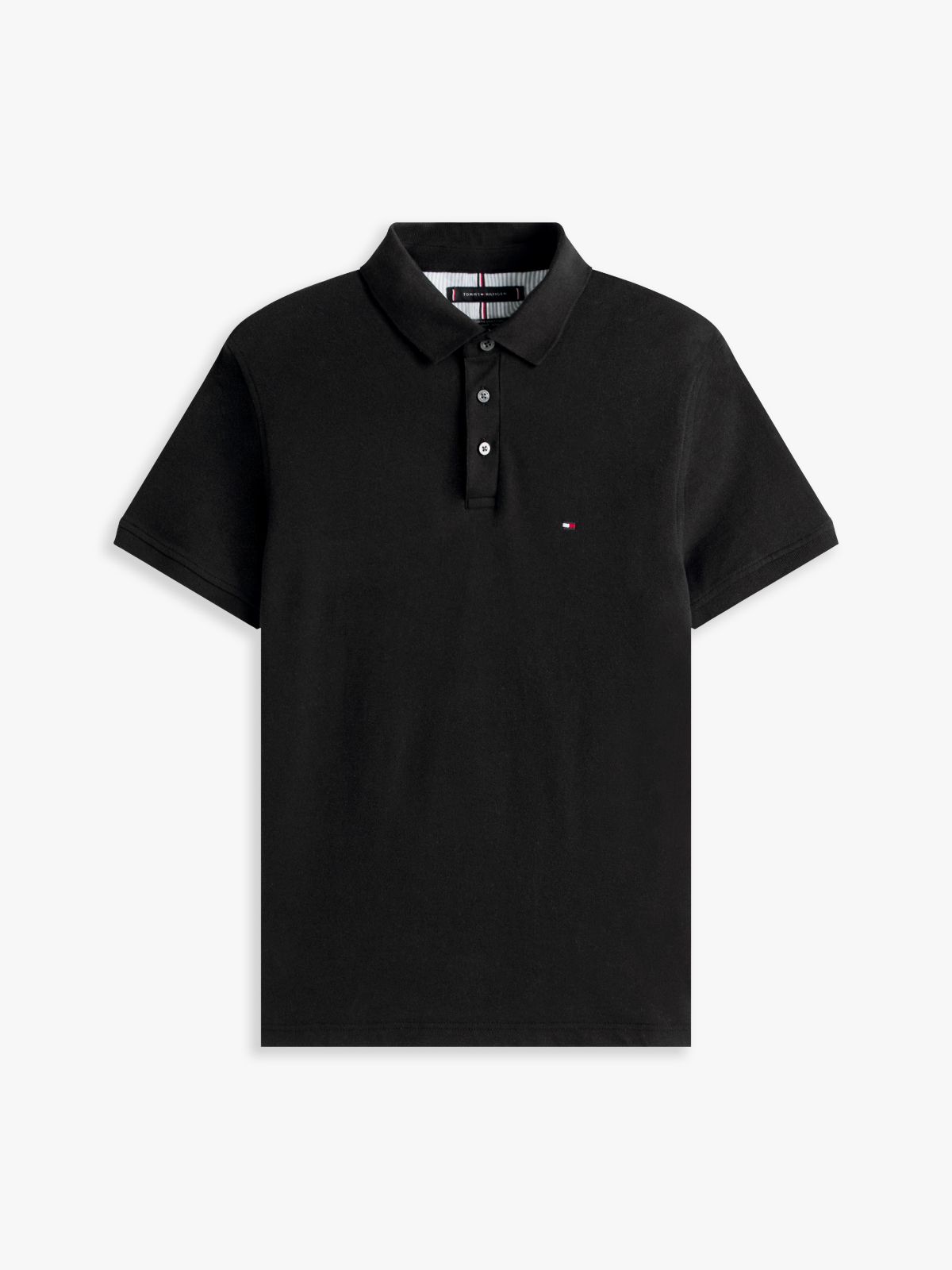 Slim Fit Stretch Pique Polo — Black