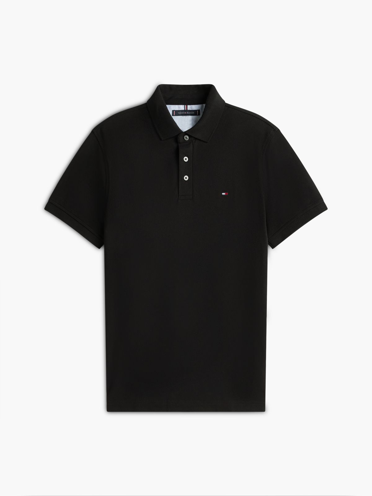 Slim Fit Stretch Pique Polo — Black