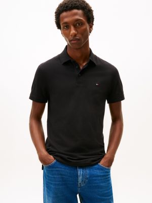Slim Fit Stretch Pique Polo, Black