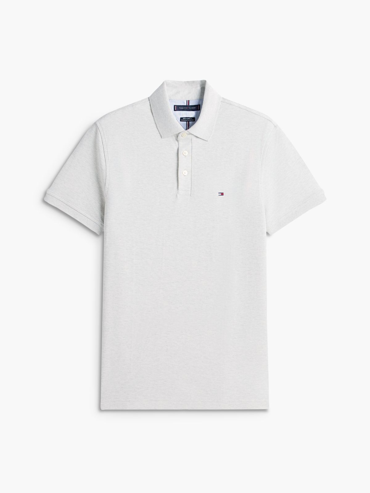 Slim Fit Stretch Pique Polo — Light Grey Heather