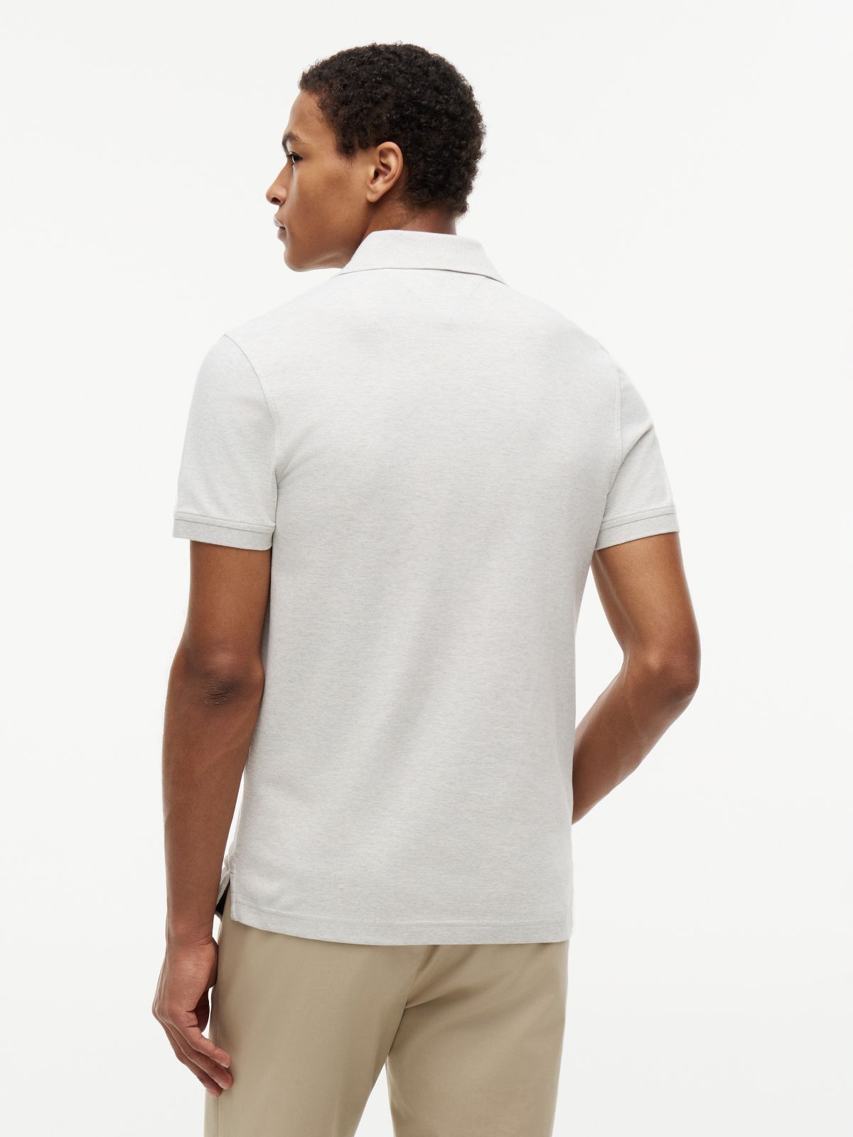 Slim Fit Stretch Pique Polo — Light Grey Heather