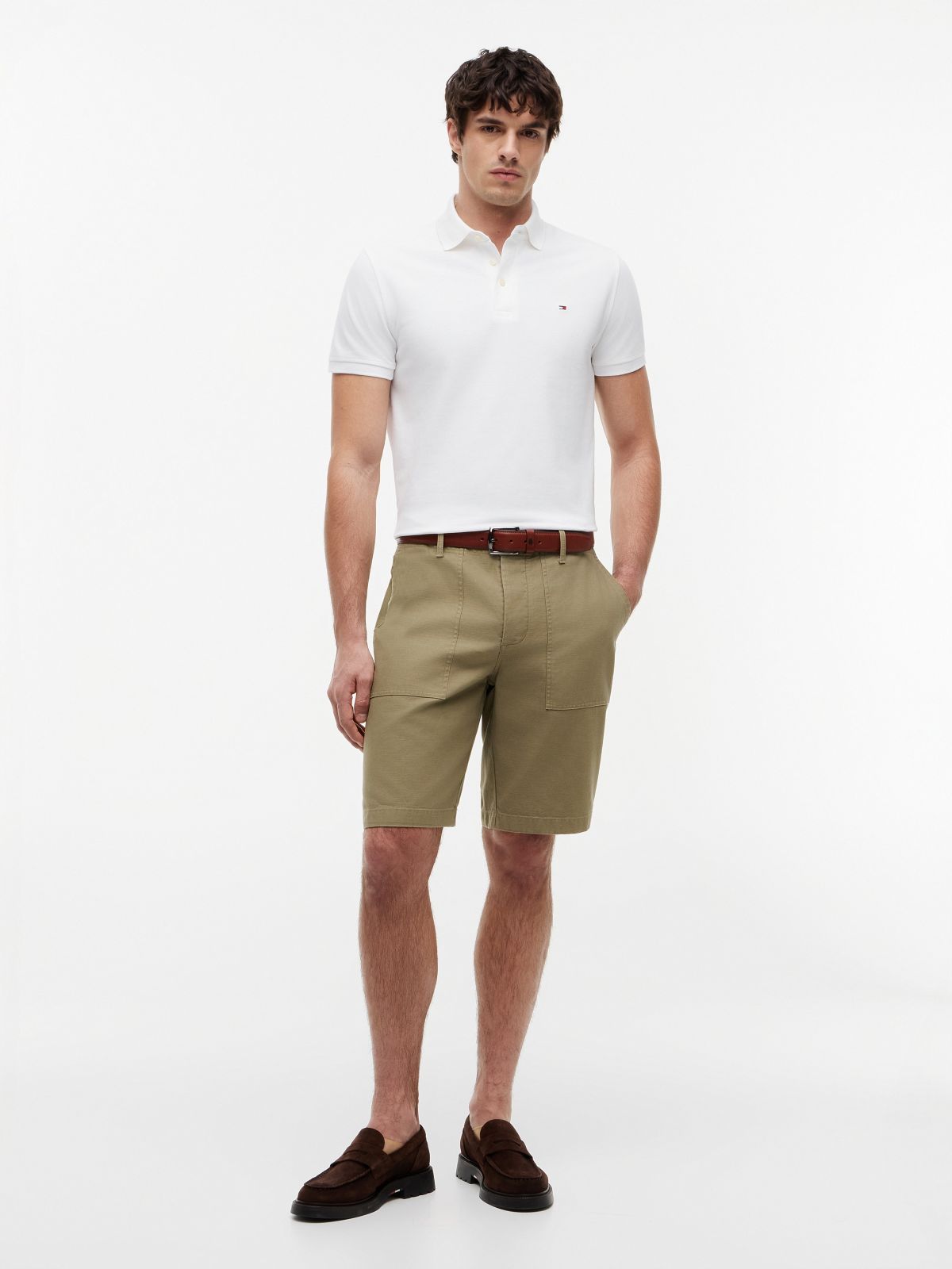 Slim Fit Stretch Pique Polo — Fresh White