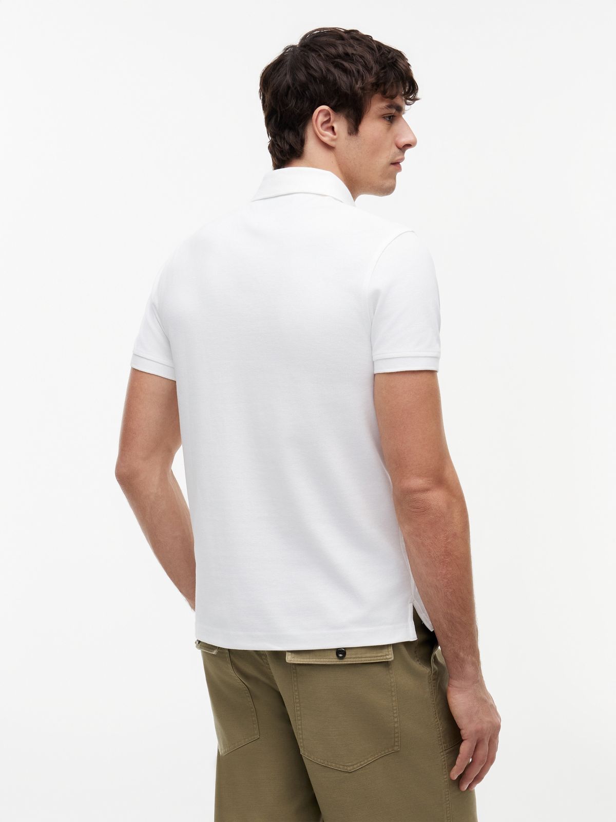 Slim Fit Stretch Pique Polo — Fresh White