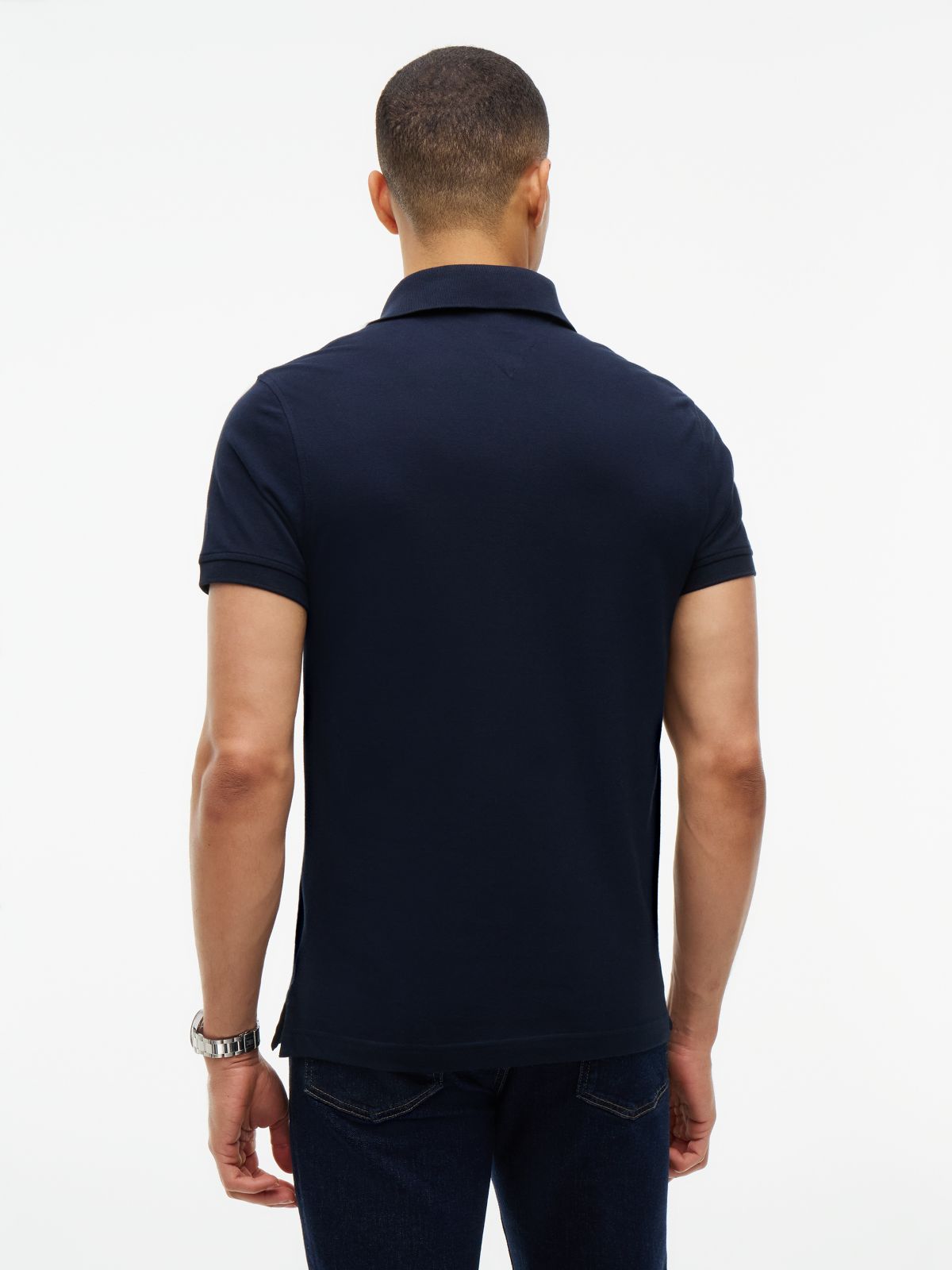 Slim Fit Stretch Pique Polo — Navy Blue