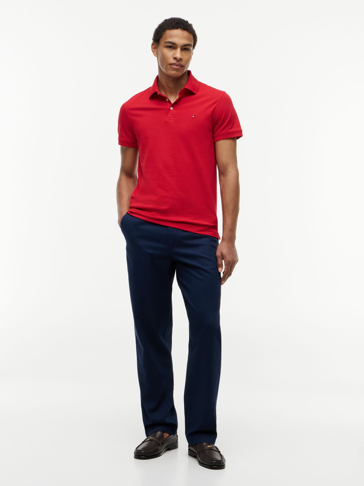 Slim Fit Stretch Pique Polo — Primary Red