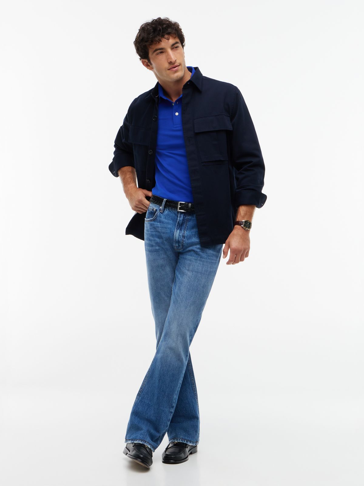 Slim Fit Stretch Pique Polo — Cobalt