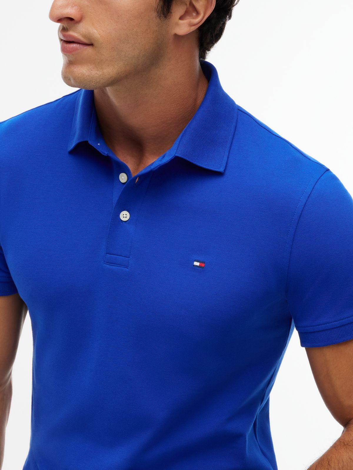 Slim Fit Stretch Pique Polo — Cobalt