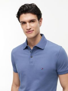 Slim Fit Stretch Pique Polo — Faded Indigo 3