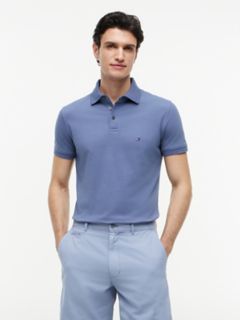Slim Fit Stretch Pique Polo — Faded Indigo 1