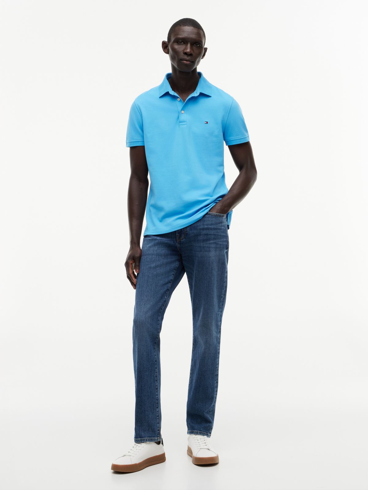 Slim Fit Stretch Pique Polo — Blue Crush