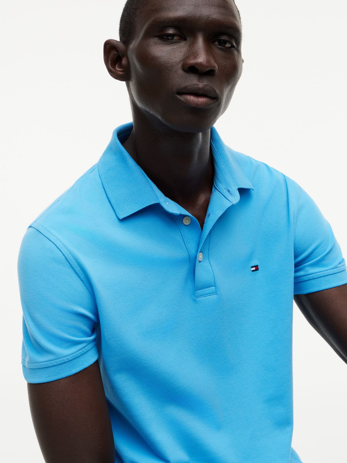 Slim Fit Stretch Pique Polo — Blue Crush