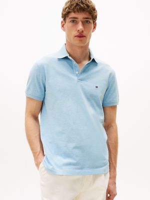 Slim Fit Stretch Pique Polo, Blue Heather