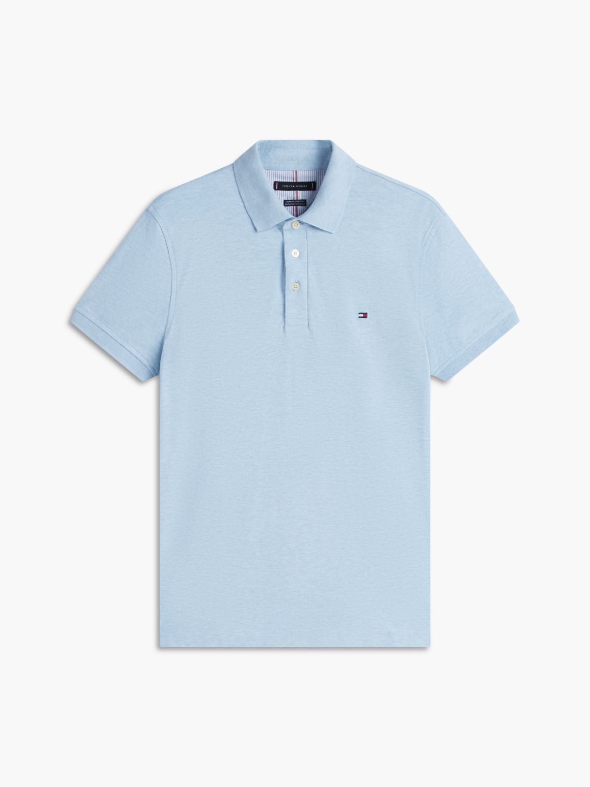 Slim Fit Stretch Pique Polo — Blue Heather