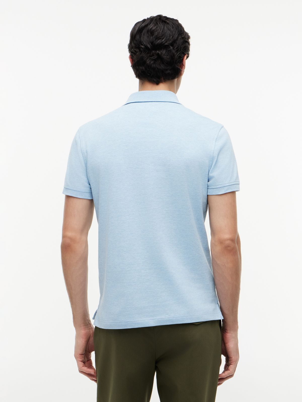 Slim Fit Stretch Pique Polo — Blue Heather