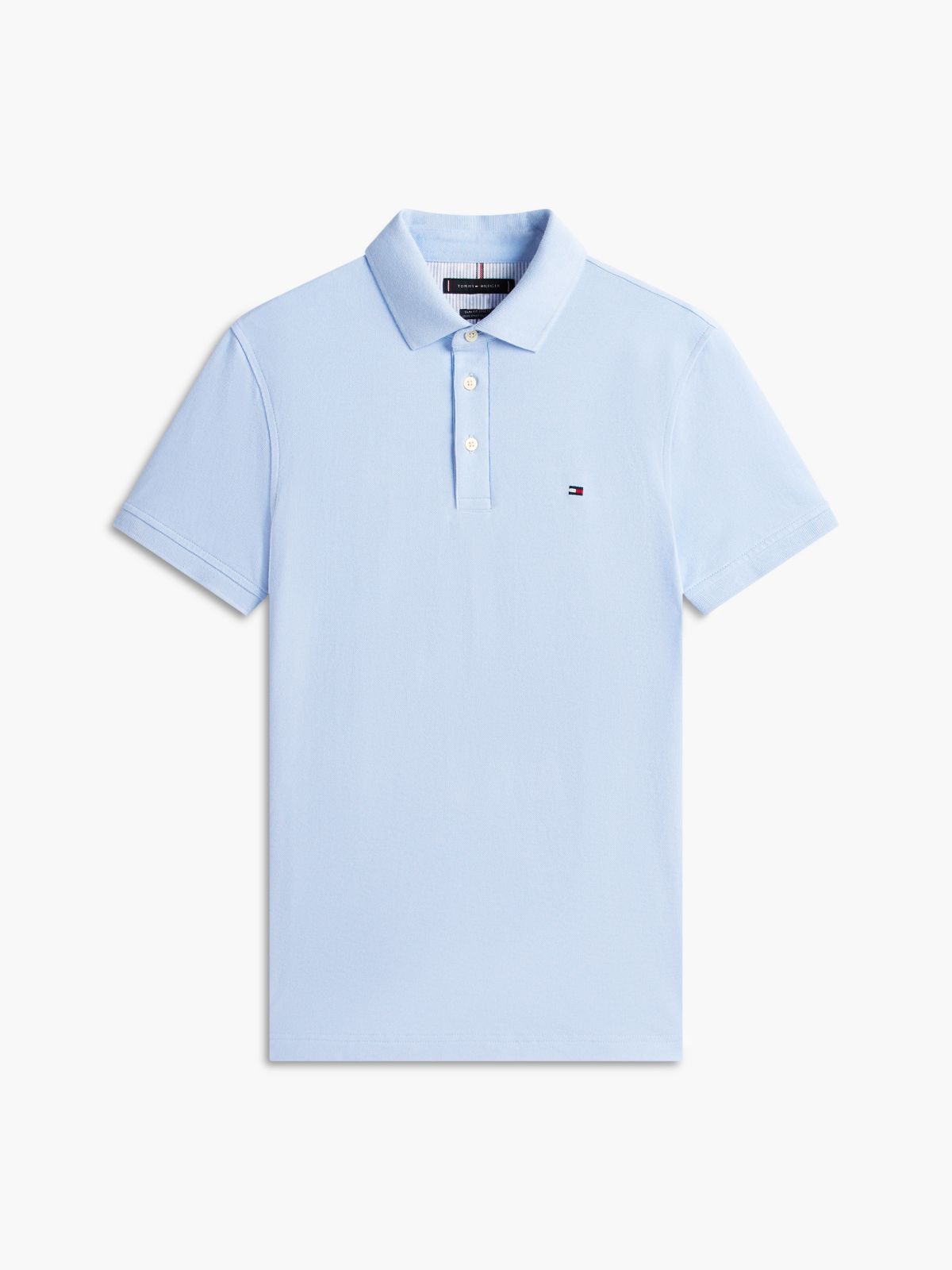 Slim Fit Stretch Pique Polo — Light Blue