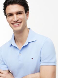 Slim Fit Stretch Pique Polo — Light Blue 3