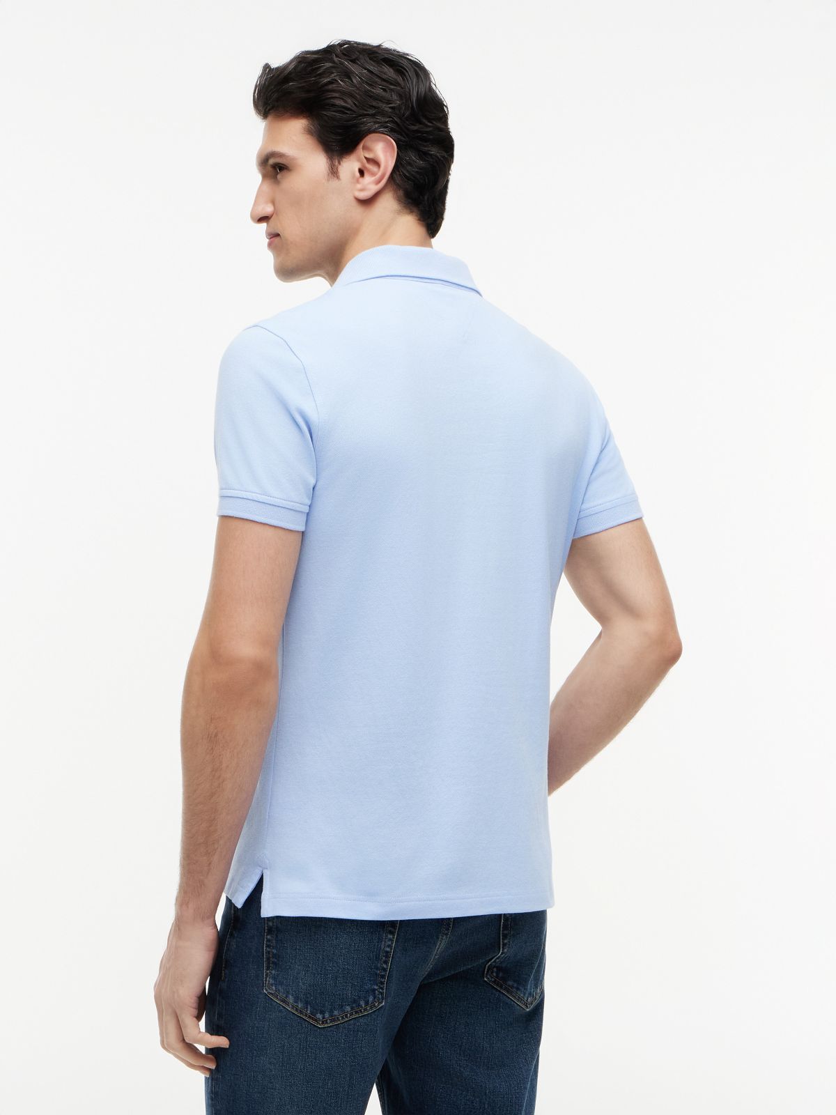 Slim Fit Stretch Pique Polo — Light Blue