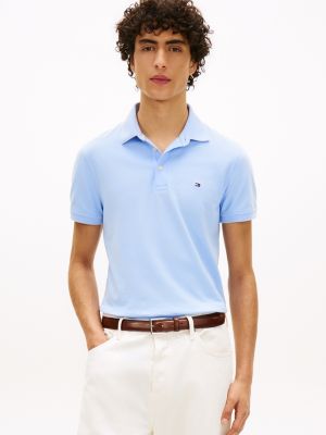 Slim Fit Stretch Pique Polo, Light Blue