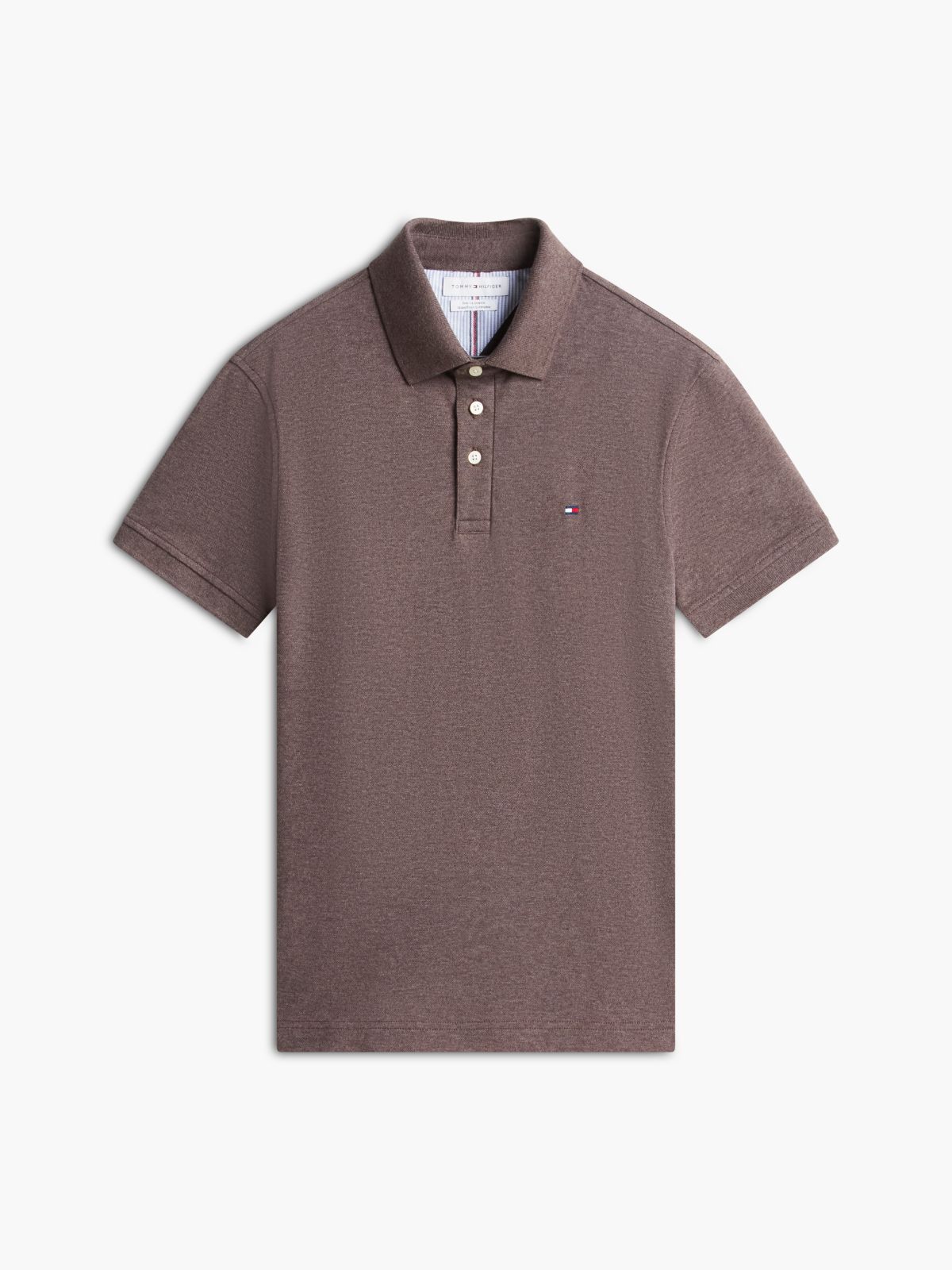 Slim Fit Stretch Pique Polo — Brown Heather