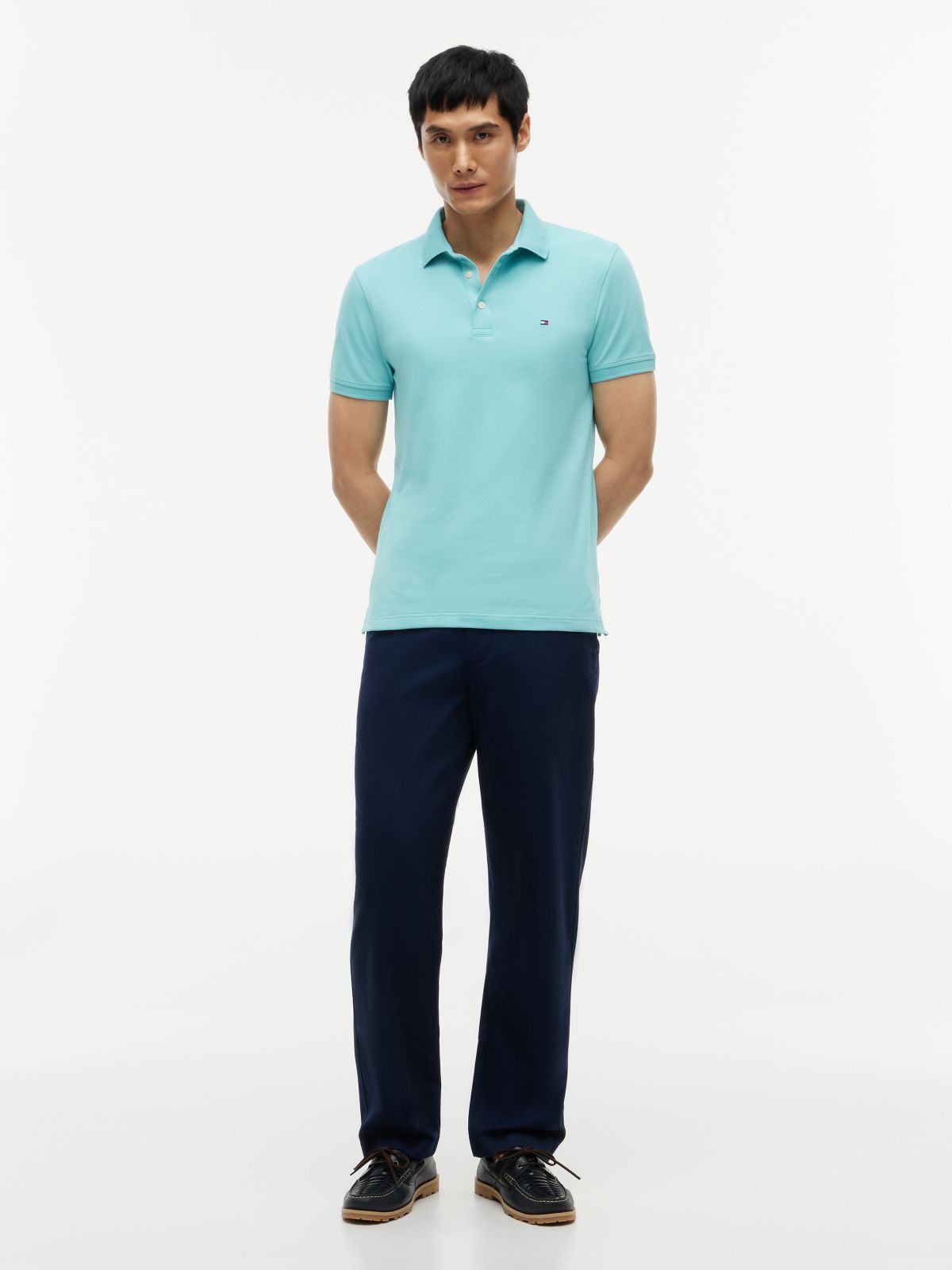 Slim Fit Stretch Pique Polo — Ocean Tide
