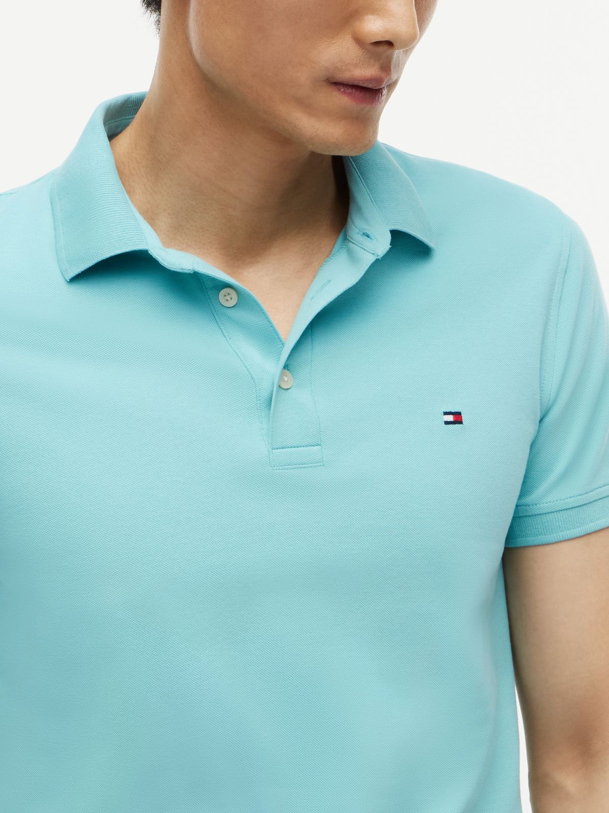 Slim Fit Stretch Pique Polo — Ocean Tide