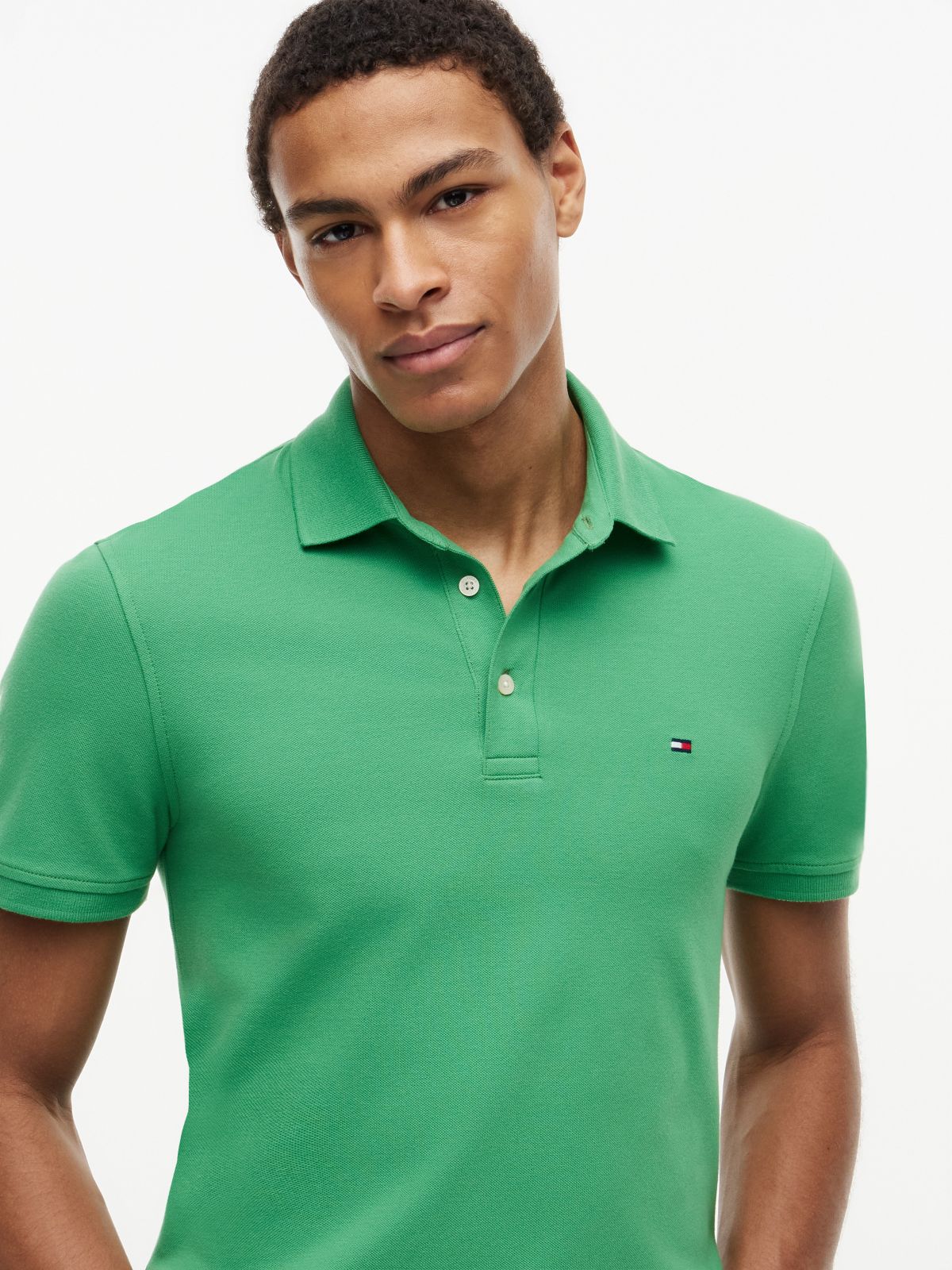 Slim Fit Stretch Pique Polo — Coastal Green