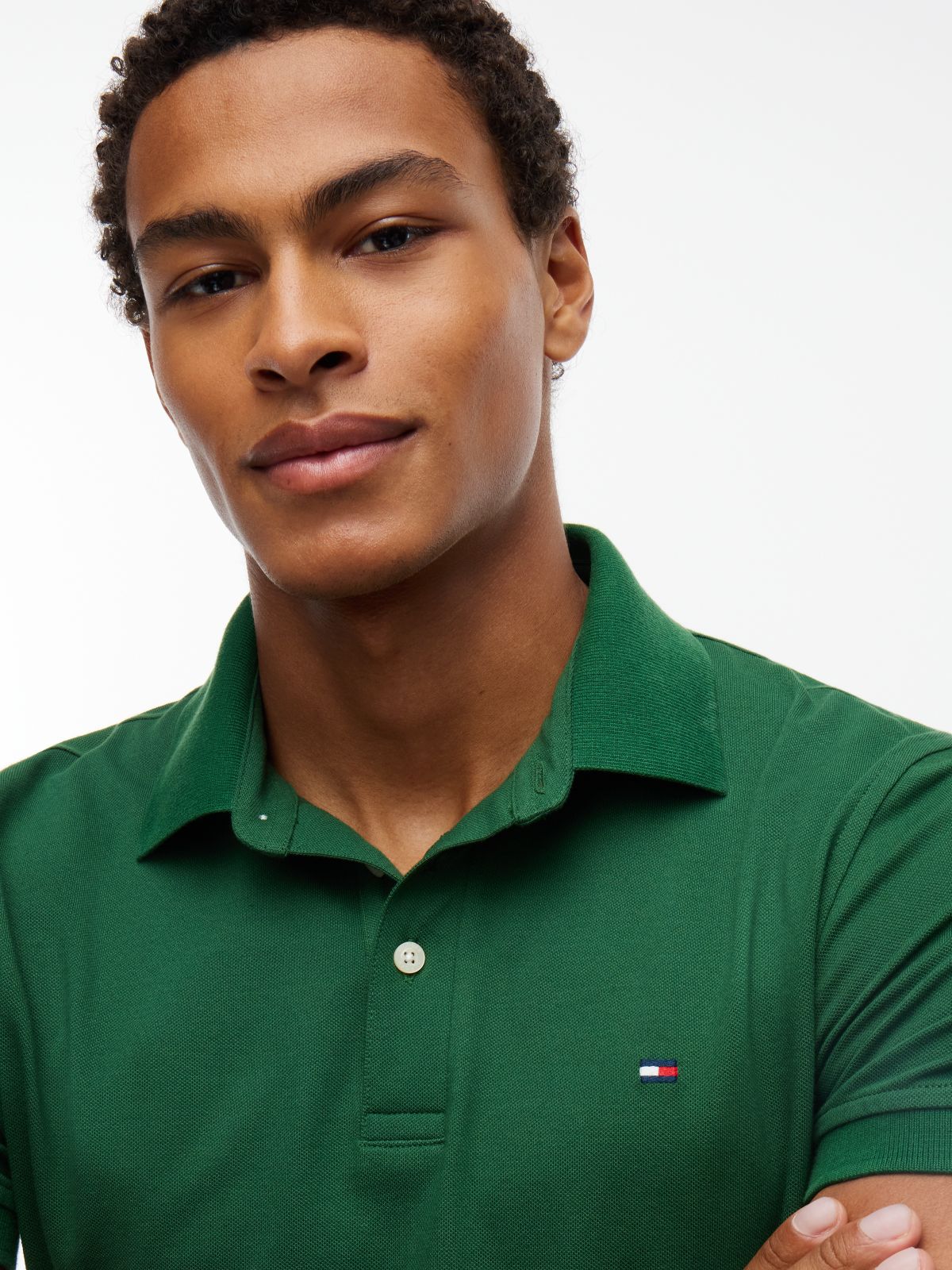 Slim Fit Stretch Pique Polo — Deep Evergreen