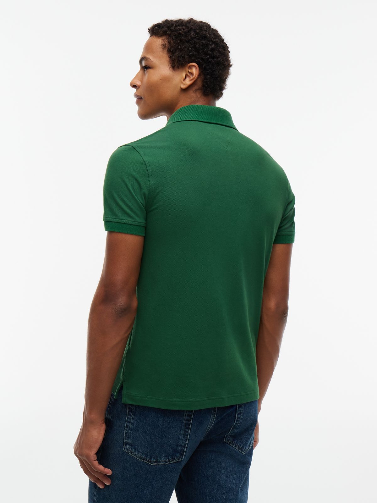 Slim Fit Stretch Pique Polo — Deep Evergreen