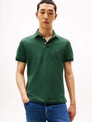 Slim Fit Stretch Pique Polo, Green Heather