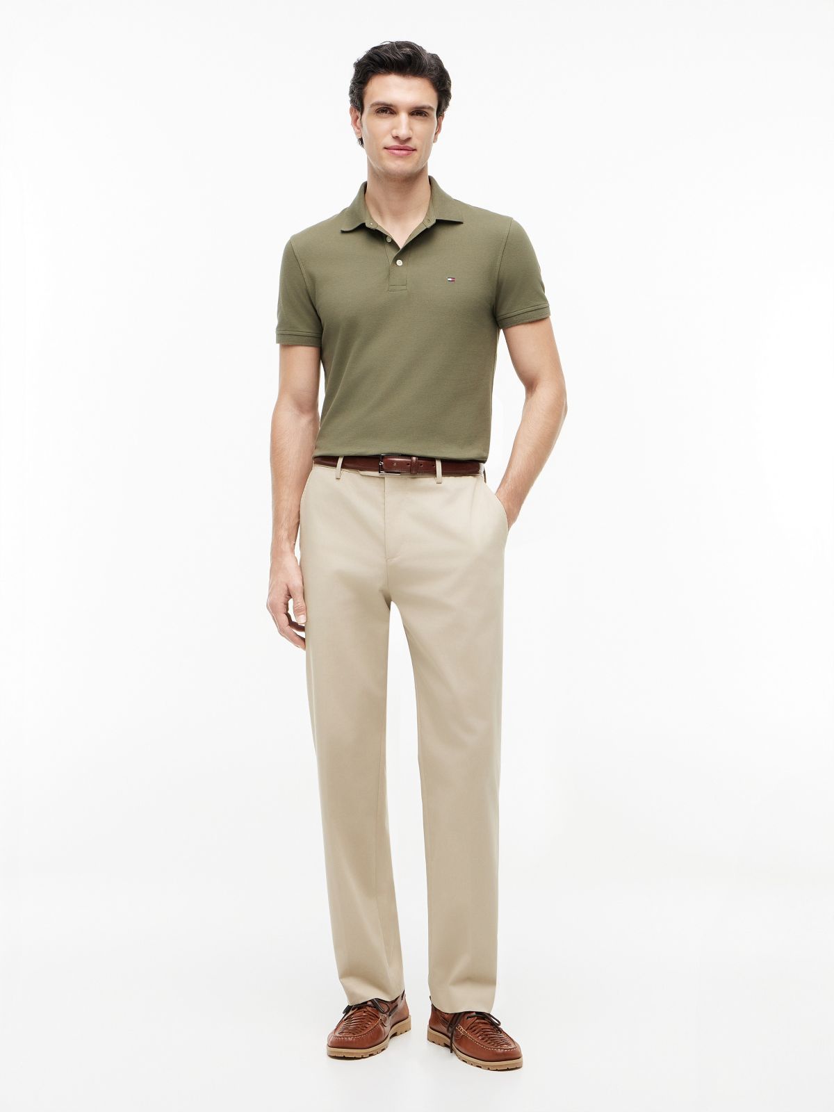 Slim Fit Stretch Pique Polo — Utility Olive