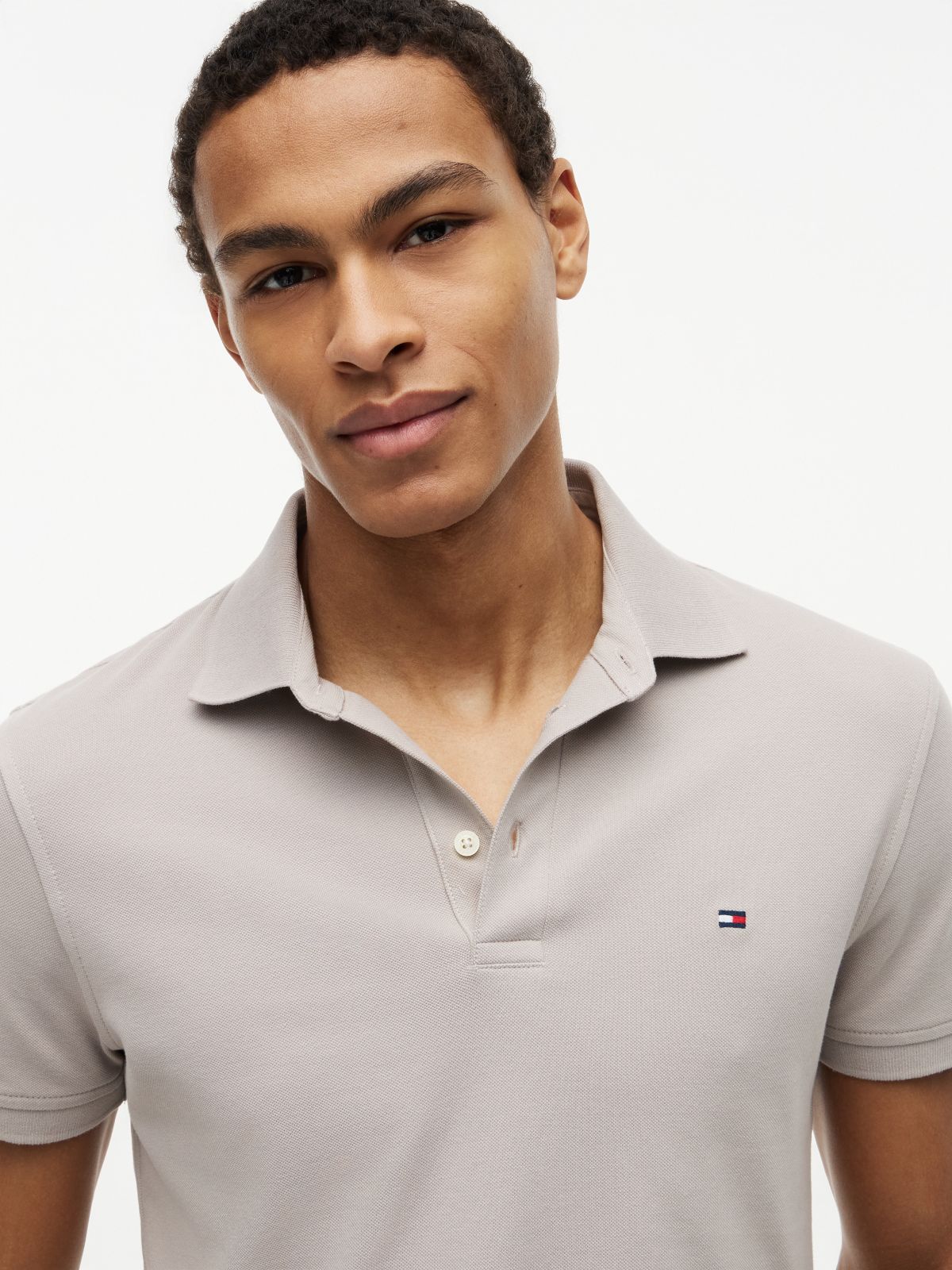 Slim Fit Stretch Pique Polo — Smooth Taupe