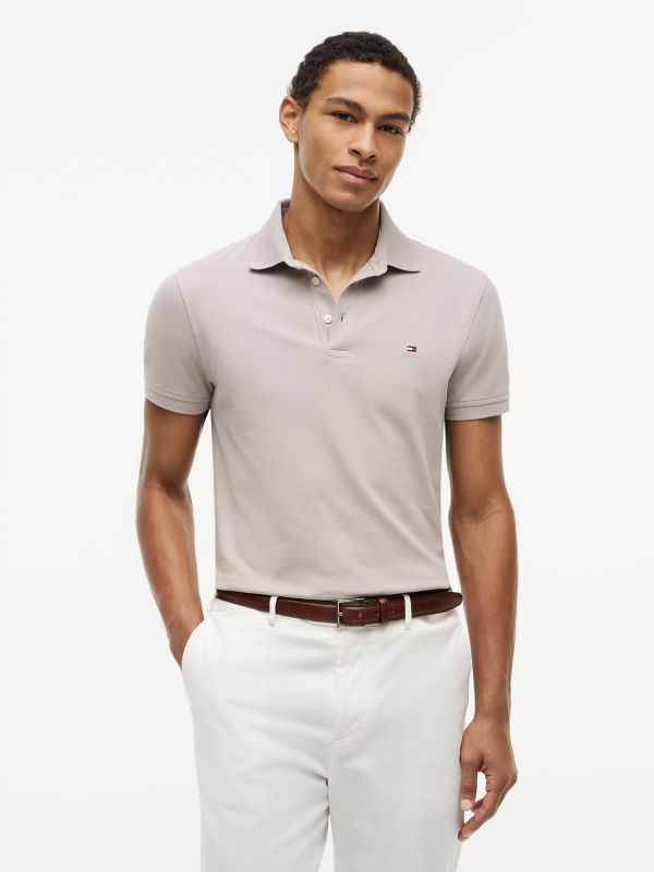 Slim Fit Stretch Pique Polo — Smooth Taupe