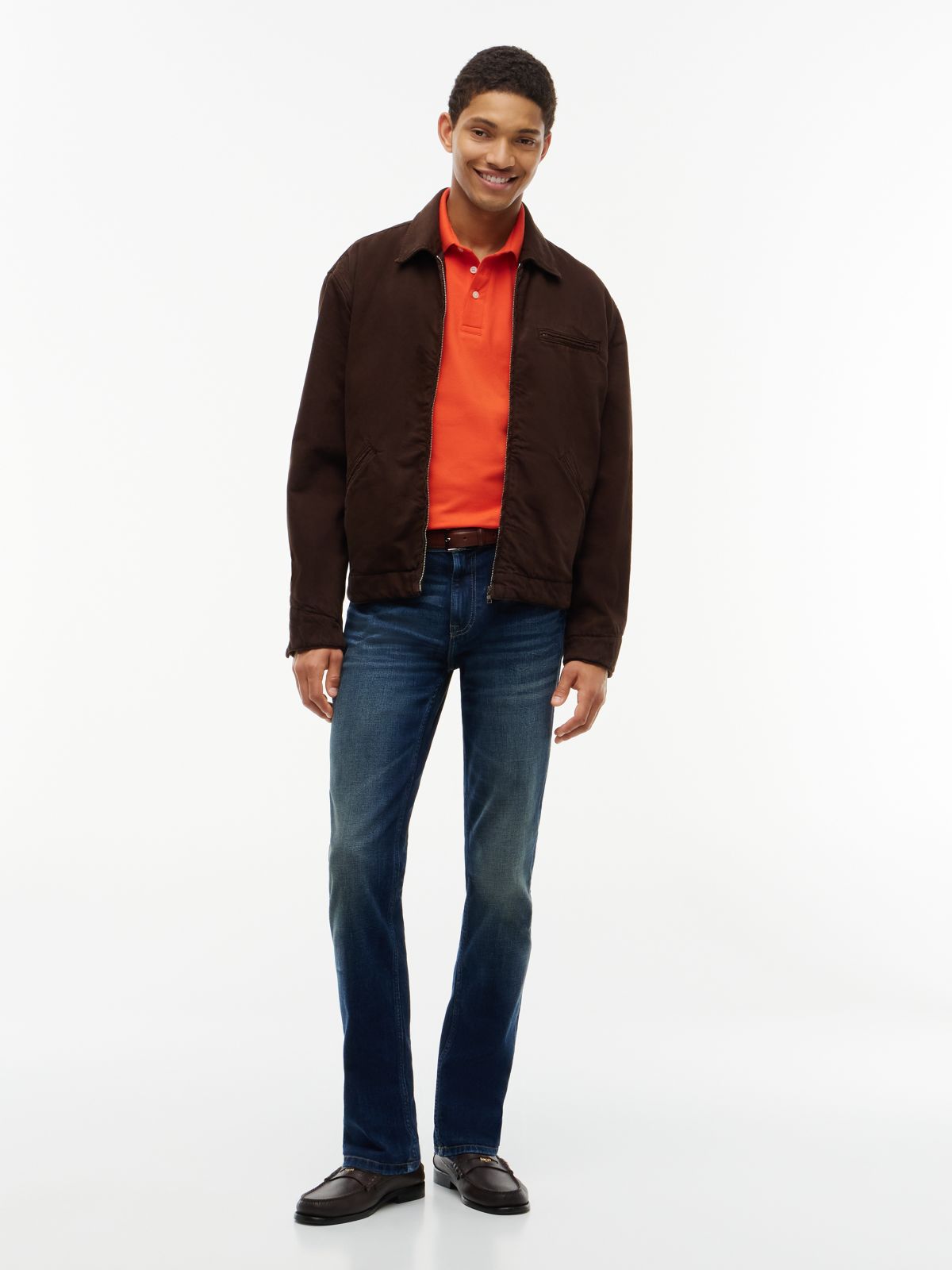 Slim Fit Stretch Pique Polo — Brilliant Orange