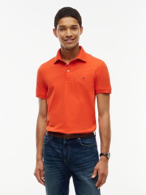Slim Fit Stretch Pique Polo, Brilliant Orange