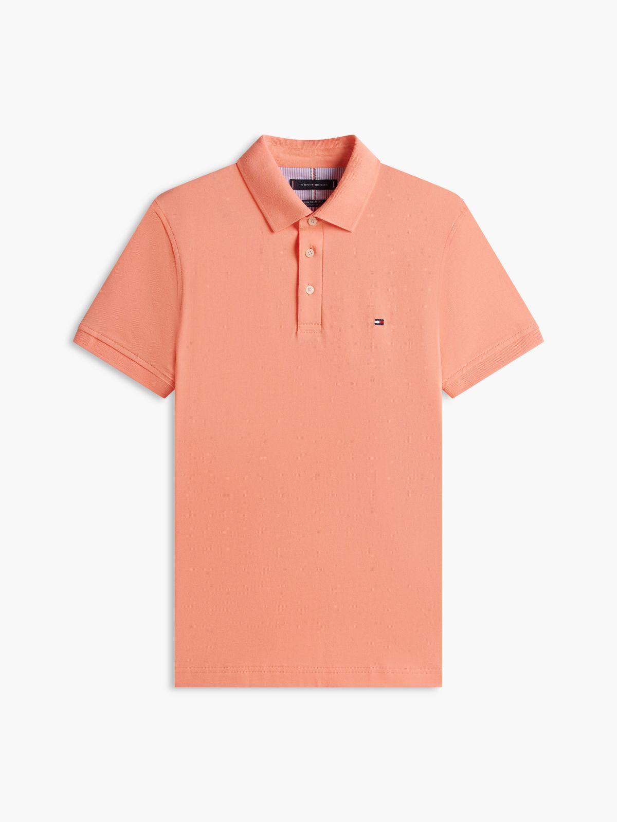 Slim Fit Stretch Pique Polo — Sunset Coral