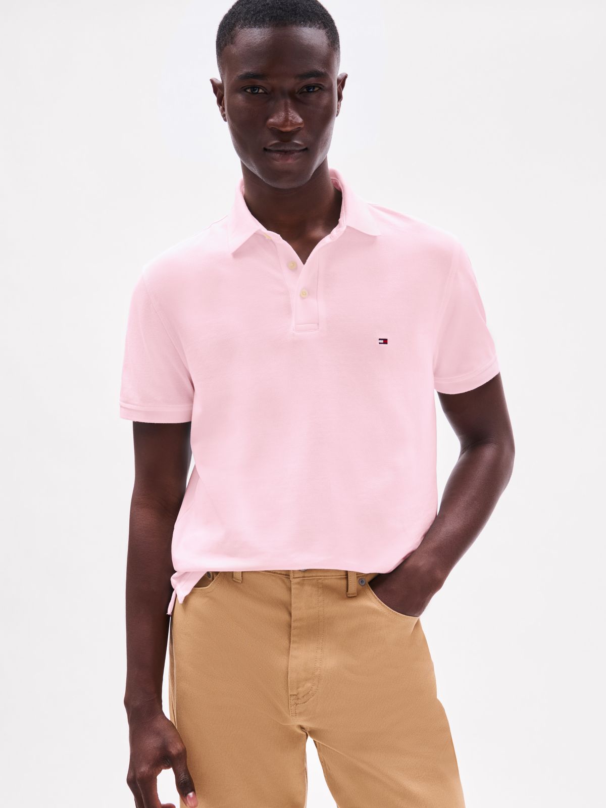 Slim Fit Stretch Pique Polo — Classic Pink
