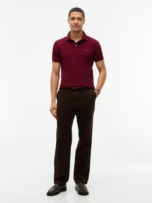 Мужское поло Tommy Hilfiger Slim Fit Stretch Pique Polo, цвет: Бордовый — фото 2