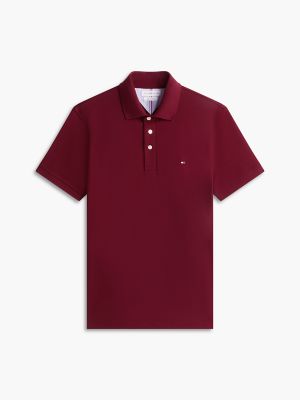 Мужское поло Tommy Hilfiger Slim Fit Stretch Pique Polo, цвет: Бордовый — фото 5