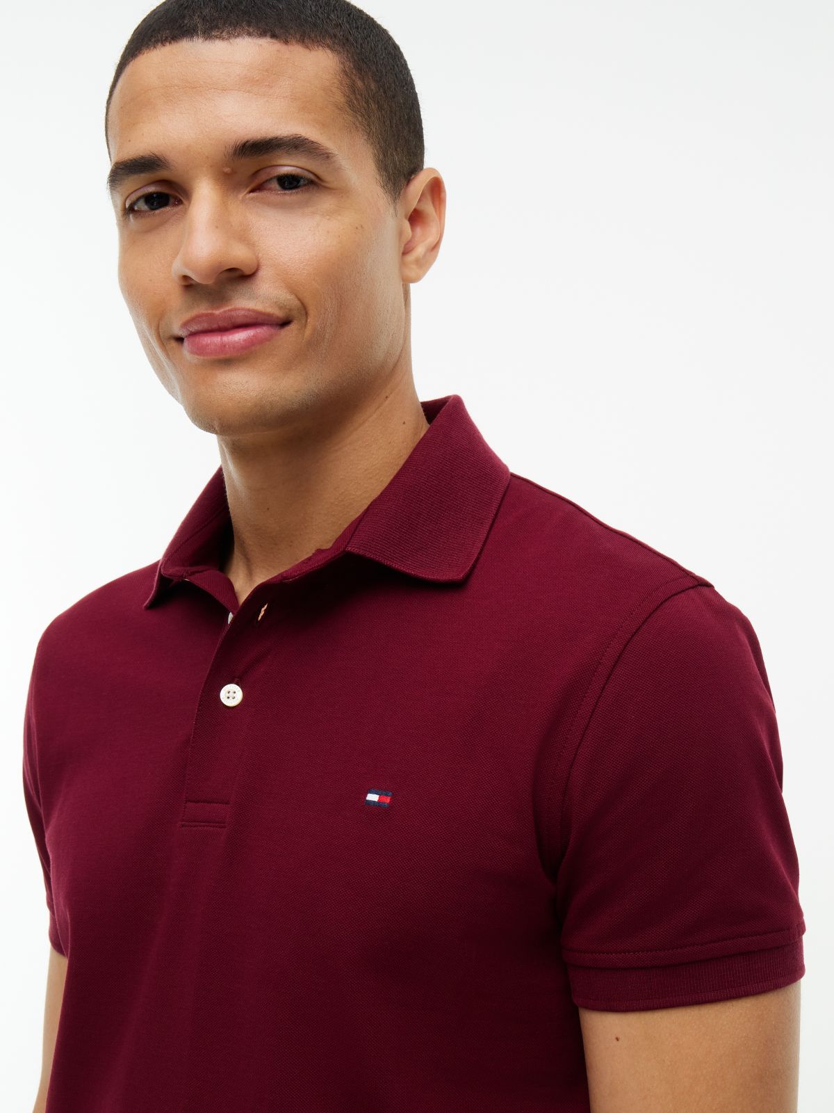 Slim Fit Stretch Pique Polo — Burgundy