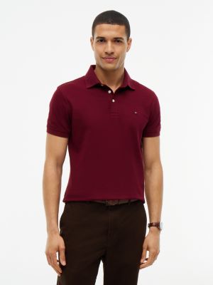 Slim Fit Stretch Pique Polo, Burgundy