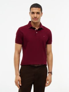 Slim Fit Stretch Pique Polo — Burgundy 1