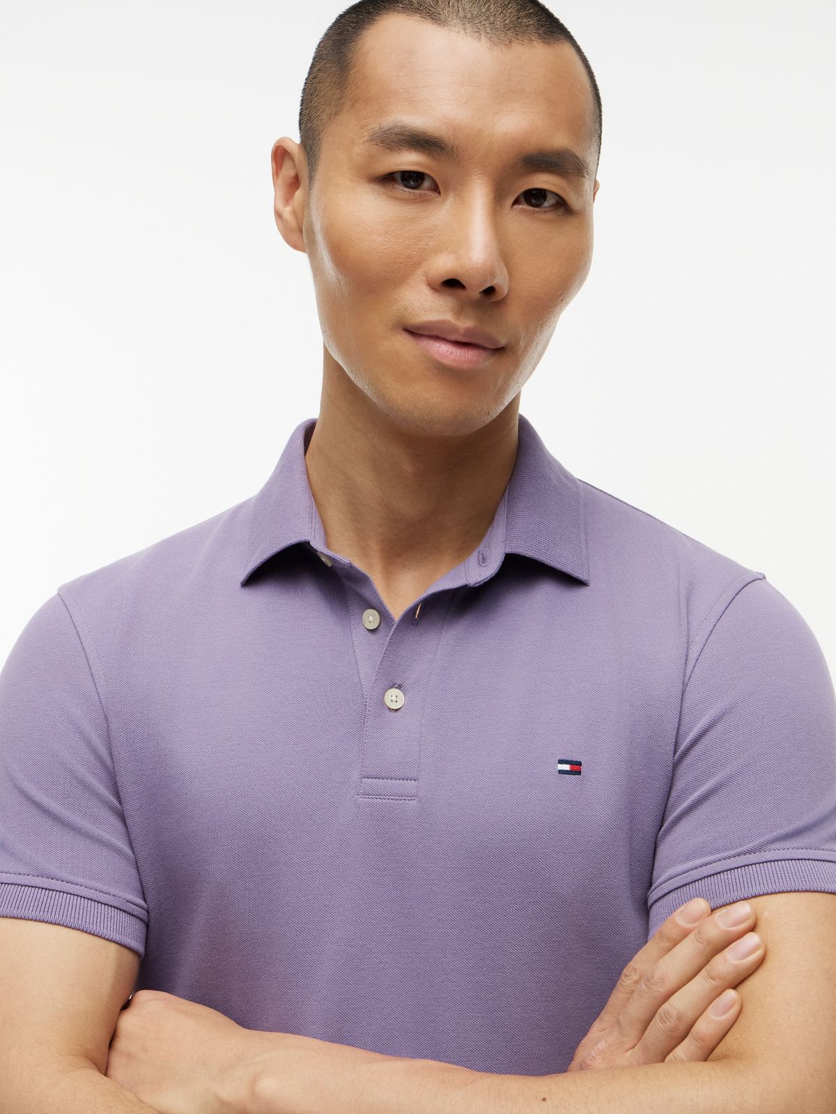 Slim Fit Stretch Pique Polo — Lavender Spice