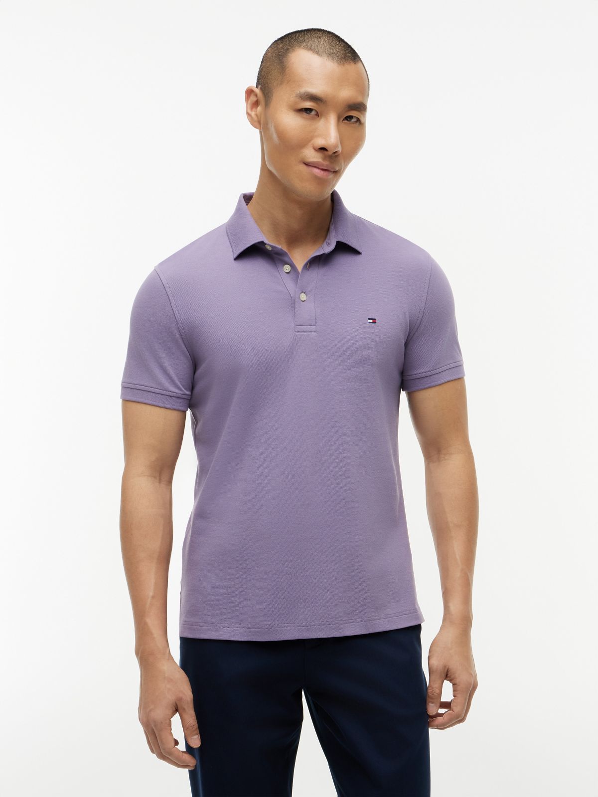 Slim Fit Stretch Pique Polo — Lavender Spice