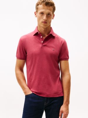 Slim Fit Stretch Pique Polo, Red Heather
