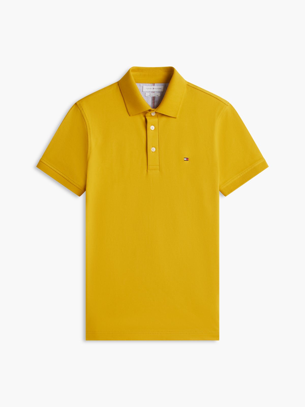Slim Fit Stretch Pique Polo — Mustard Amber
