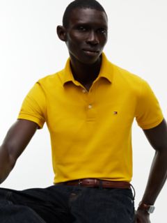 Slim Fit Stretch Pique Polo — Mustard Amber 3