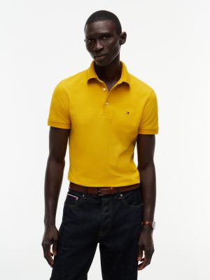 Slim Fit Stretch Pique Polo, Mustard Amber